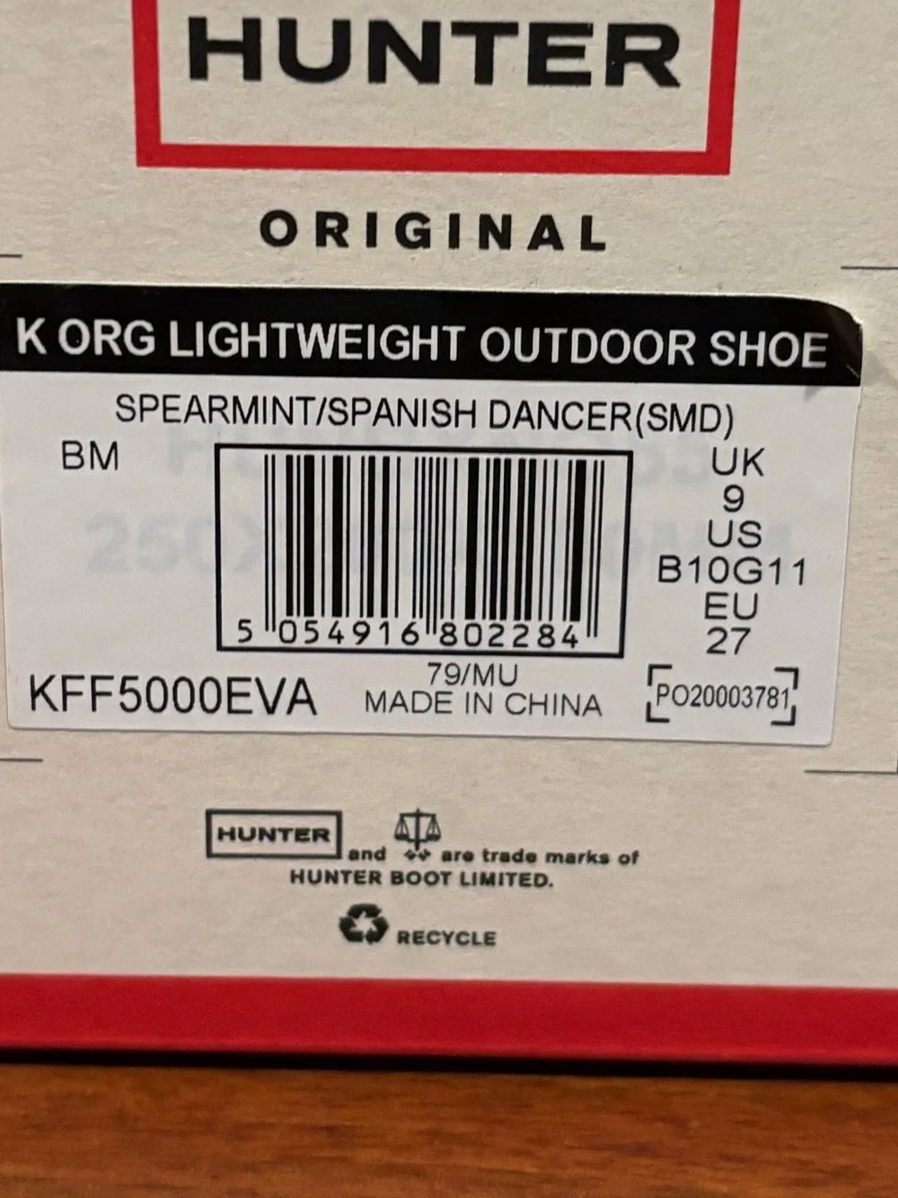 Hunter Kids Lightweight Slip-On Water Shoes Size 10/11